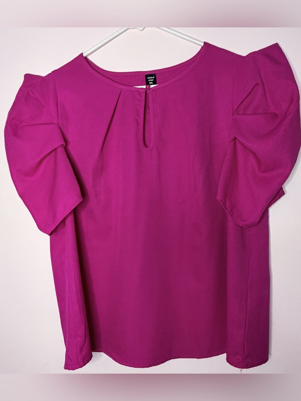 SHEIN Pink Puff Sleeve Blouse Size XL Like New